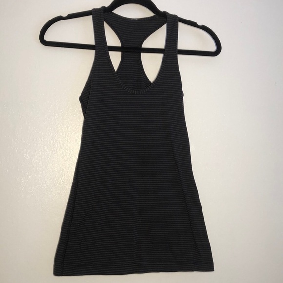 Lululemon Racerback Womens Tank Top Size 4 Stripped Black Running Activewear - Picture 1 of 4